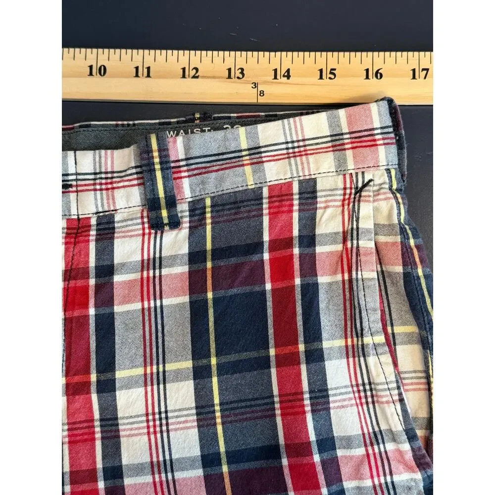 J.Crew Indian Madras Plaid Shorts Men’s 32 Preppy Chino Cotton